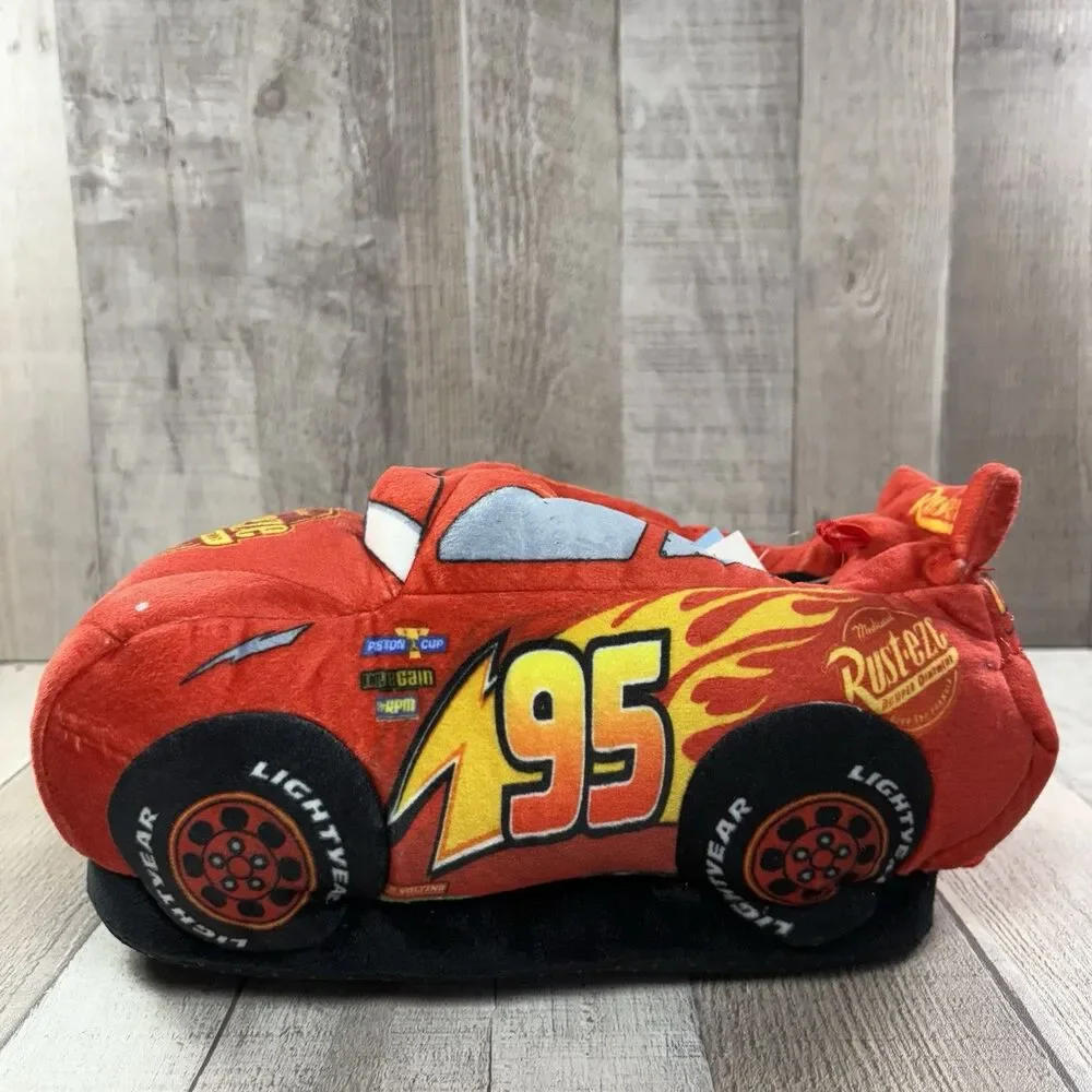 Disney Cars Small Kids Light-Up 3D Plush Slippers Size 13/1 McQueen Mater Red